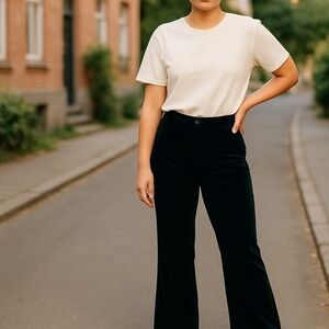 Banana Republic Martin Fit Velvet Satin Flare Leg Pant Black Size 12 #606517 NWT